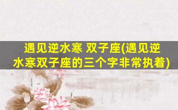 遇见逆水寒 双子座(遇见逆水寒双子座的三个字非常执着)